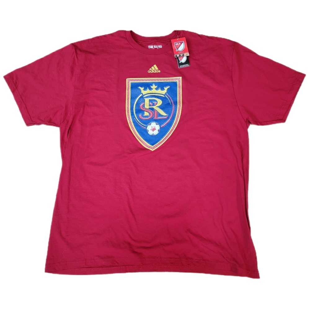 Real Salt Lake Adidas MLS Boys Size XXL RED "T-Shirt  Embroidered LOGO